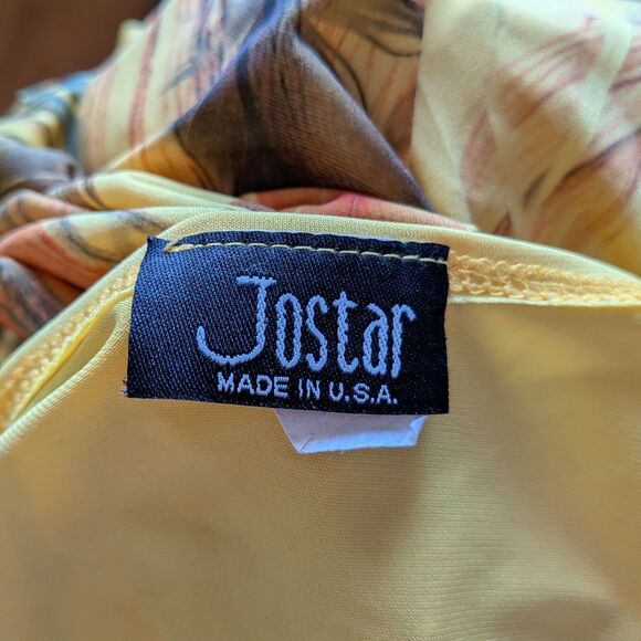 Vintage Y2K Jostar Sleeveless Top Yellow Rhinestone Peacock Feather Size M - Picture 8 of 9